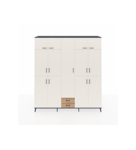 Hyperion Dolap 10 Raflı 2 Çekmeceli 4 Askılı 220x44x243 Antrasit-Aytaşı/Çam