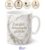 Mermer Desenli Lüks Tasarım Baskılı Porselen Kupa Bardak Hediye