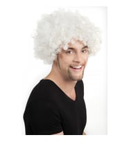 Beyaz Renk Kıvırcık Afro Bonus Peruk