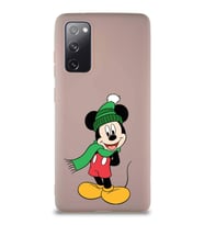 Samsung Galaxy S20 FE Soft Premier Kapak Mickey Mouse-G Tasarımlı Silikon Kılıf - Pudra (Şeffaf)