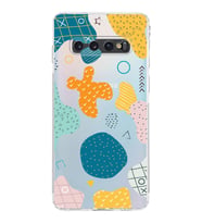 Samsung Galaxy S10 Uyumlu Kamera Korumalı Kapak Geometrik Şekiller Tasarımlı  Şeffaf  Kılıf
