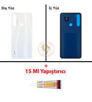 Xiaomi Redmi Note 8 Ay Işığı Beyazı Arka Pil Kapağı Batarya Kapağı Lazer Kesim + B-7000 Yapıştırıcı