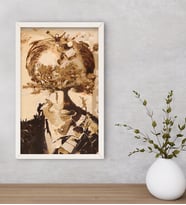 BK Gift Atatürk Temalı Dekoratif Ahşap Beyaz Çerçeveli Tablo-41