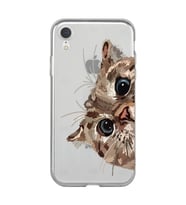 Iphone XR Uyumlu Tatlı Kedi Desenli Şeffaf Telefon Kılıfı