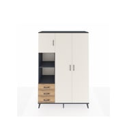 Hyperion Dolap 6 Raflı 3 Çekmeceli Tek Askılı 132x44x195 Antrasit-Aytaşı/Çam