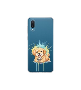 Samsung Galaxy A02 ile Uyumlu Splash Köpek Tasarımlı Şeffaf Silikon Kılıf