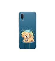 Samsung Galaxy A02 ile Uyumlu Splash Köpek Tasarımlı Şeffaf Silikon Kılıf