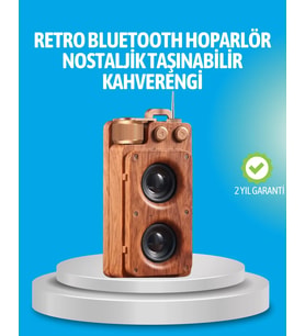 Bluetooth Hoparlör Ahşap Görünümlü 5W Çift Stereo Ses