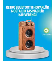 Bluetooth Hoparlör Ahşap Görünümlü 5W Çift Stereo Ses