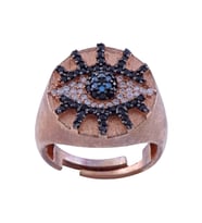 Mavi-Siyah Taşlı Rose Gold Yüzük 5.1 Gr