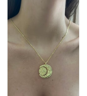 Ay Gold Plaka Kolye (Çelik)