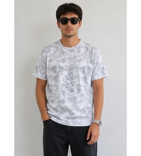 Erkek Batik Desenli Tişört Bisiklet Yaka Kısa Kol Regular Fit T-shirt - Gri