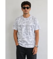 Erkek Batik Desenli Tişört Bisiklet Yaka Kısa Kol Regular Fit T-shirt - Gri