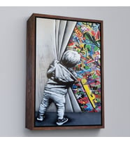Çerçeveli Bansky Tarzı Sokak Sanatı Dekoratif Duvar Tablosu (Siyah)