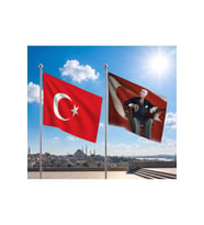 TRY Raşel Kumaş Bayrak ve Türkiye Cumhuriyeti Alpaka Kumaş Bayrak 2'li set 100x150 Cm