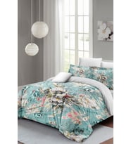 Çift Kişilik ( Lastikli Çarşaflı ) %100 Pamuk Saten Nevresim Takımı Floral Desing Luxury