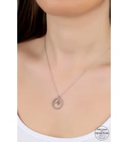 SWAROVSKİ CRYSTAL DAİRE TEK TAŞ  925 AYAR GÜMÜŞ KOLYE
