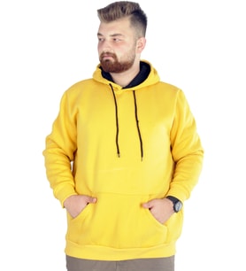 Mode XL Erkek Sweatshirt Kapşonlu Pocket Basic 20562 Hardal