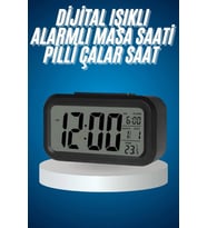 Işıklı Dereceli Masa Ofis Saati Alarmlı Termometre Takvim Çalar Saat