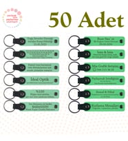 Yeşil & Fıstık Yeşili, Kitapçı Müşterilerine Teşekkür Hediyesi, 50’li Set, İsim Yazılan Anahtarlık