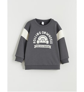 LCW Kids Gri Baskılı Erkek Çocuk Sweatshirt
