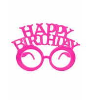 Parti Gözlük Plastik Camsız Happy Birthday Neon Pembe