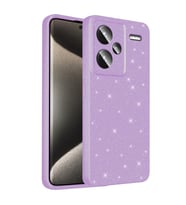 Xiaomi Redmi Note 13 Pro Plus 5G Kılıf Kamera Korumalı Simli Lüks Işıltılı Silikon (Lila)