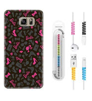 Samsung S7 Edge S20 Fe Plus Ultra S21 S22 Kılıf Kablo Koruma Spiral Silikon Barbie and Shoes 1413