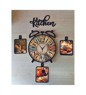 Bilge Ahşap Dekoratif Mutfak Saati (kitchen) (Siyah)