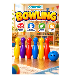 Çocuklar İçin 6 Kukalı Renkli Bowling Oyunu – Toplu Aktivite Seti
