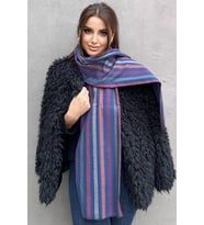 Caş Dekorasyon Karışık Renk Çizgili Unisex Atkı (Çok Renkli)