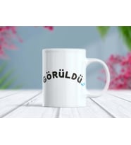Görüldü Atanlara Özel Mavi Tikli Espirili Kupa Bardak (Beyaz)