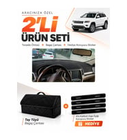 JEEP GRAND CHEROKEE (2014-2020) Uyumlu Torpido Örtüsü + Tay Tüyü Bagaj Çantası Seti - Siyah