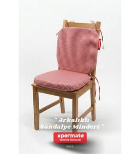 Sırtlıklı Sandalye Minderi 42x42 Fermuarlı Yıkanabilir Kılıf Bağcıklı