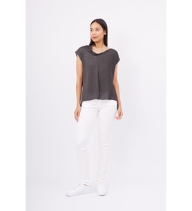 Peraluna MAGENTA BLOUSE Düşük Kol Bluz - Antrasit Melanj
