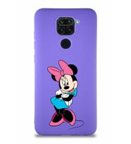 Xiaomi Redmi Note 9 Soft Premier Kapak Minnie Mouse-D Tasarımlı Silikon Kılıf - Mor (Şeffaf)