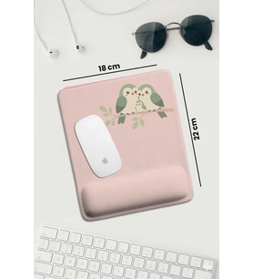 SonicTouch Pembe Bilek Minnoş Kuş Ailesi Dikdörtgen Pürüzsüz Yüzey Ergonomik Mouse Pad 18x22cm