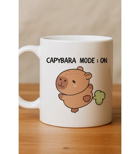 Capybara Mode On Yazılı Komik Tasarım Kupa Model 238 Sevimli Baskılı Seramik Kahve Kupası