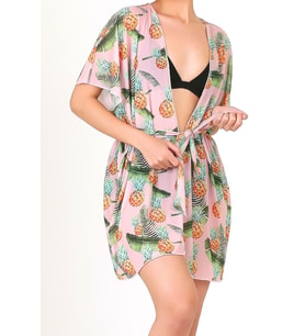 Pareo Plaj Elbisesi Kimono Std Ananas Somon