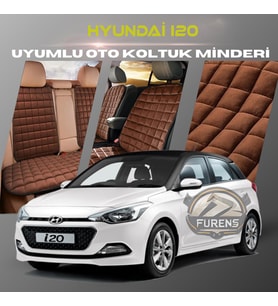 Hyundai İ20 Kahverengi Renk Tay Tüyü Cepli & Terletmez Sırtlı Oto Koltuk Minder Seti - Koltuk Koruma Kılıfı (ÖN & ARKA TAM SET)