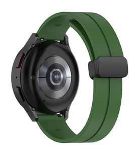 Samsung Galaxy Watch 3 45mm Gear S3 46mm Kordon Magnetli Ayarlanır Silikon Kordo (Asker Yeşili)