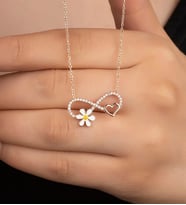 Saklı Takı 925 Ayar Gümüş Rose Sonsuzlu Papatya Kolye