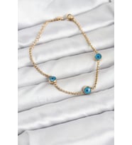 316L Çelik Gold Renkli Nazar Boncuk Model Kadın Bileklik - TJ-BB8164