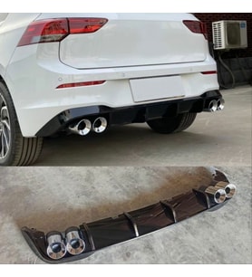 Volkswagen Golf Uyumlu 8 ''R'' Difüzör (Piano Black) - 4 Egzoz Parça (Karışık)