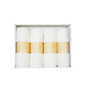 Vos Versa Bursa Varak Serisi 50x90cm %100 Pamuk 4lü Yüz Havlusu Beyaz VVHM0020