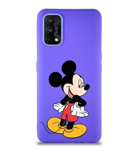 Realme 7 Pro Soft Premier Kapak Mickey Mouse-D Tasarımlı Silikon Kılıf - Mor (Şeffaf)