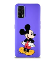 Realme 7 Pro Soft Premier Kapak Mickey Mouse-D Tasarımlı Silikon Kılıf - Mor (Şeffaf)