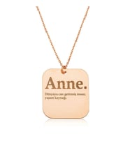 ?Gümüş Rose Anne Yazılı Plaka Bayan Kolye