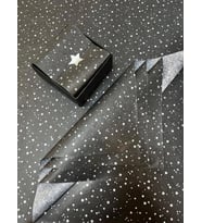Gümüş Yıldız Desenli Pelur Kağıdı/Siyah Pelur50x70 cm 10’lu-T325 (Renksiz)