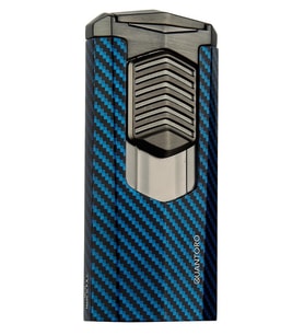 Quantoro 3 Torch Pürmüz Mavi-Karbon Metal Puro Çakmağı - TRZ1010